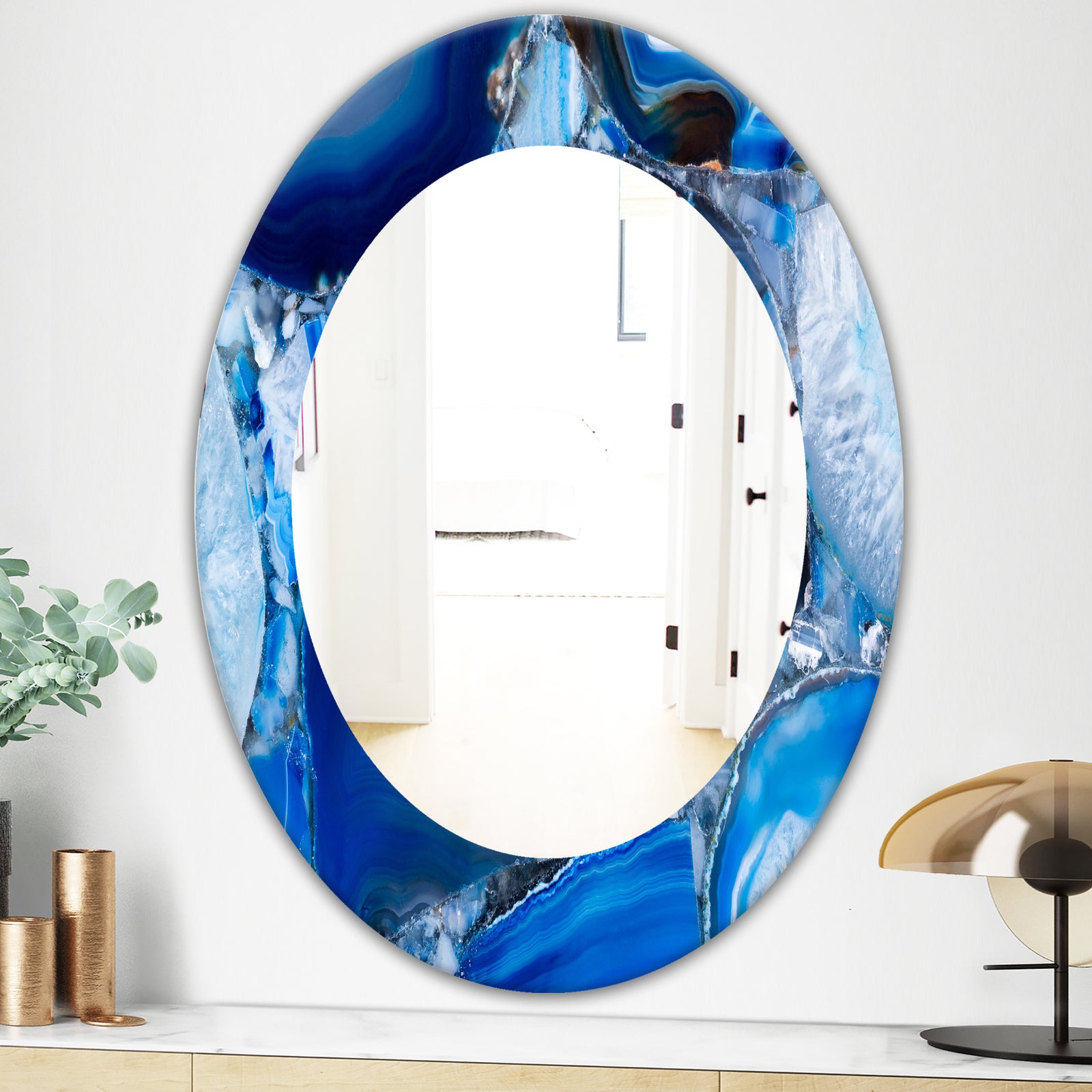Marbled Geode 11 - Mid-Century Mirror - Oval or Round Wall Mirror