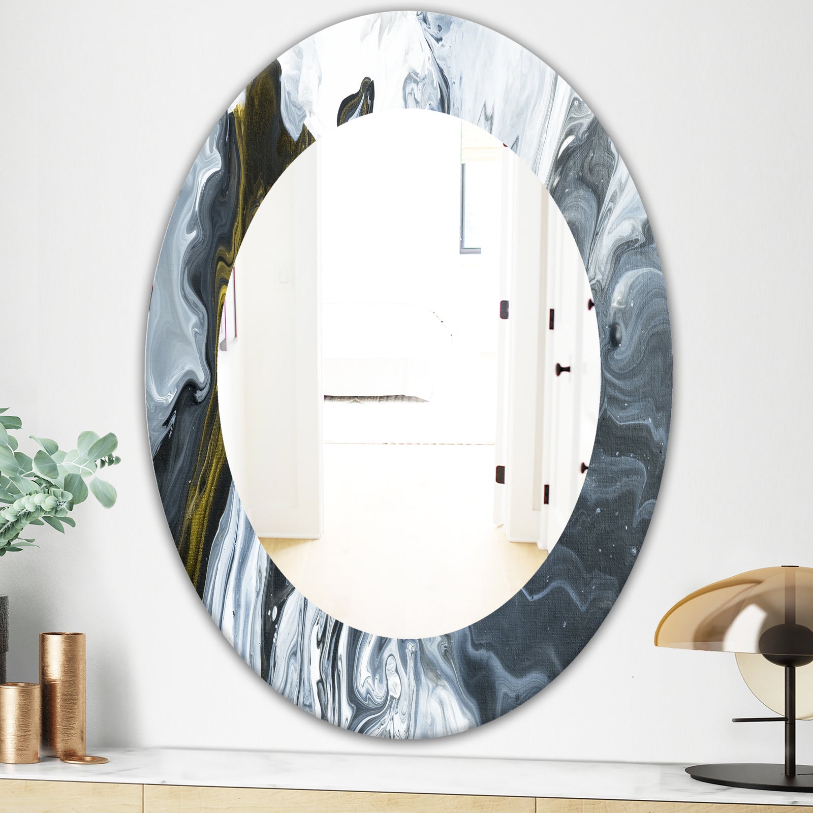 Marbled Geode 14 - Mid-Century Mirror - Oval or Round Wall Mirror