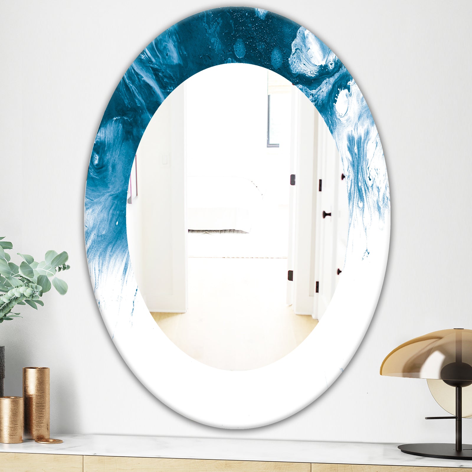 Marbled Geode 16 - Mid-Century Mirror - Oval or Round Wall Mirror