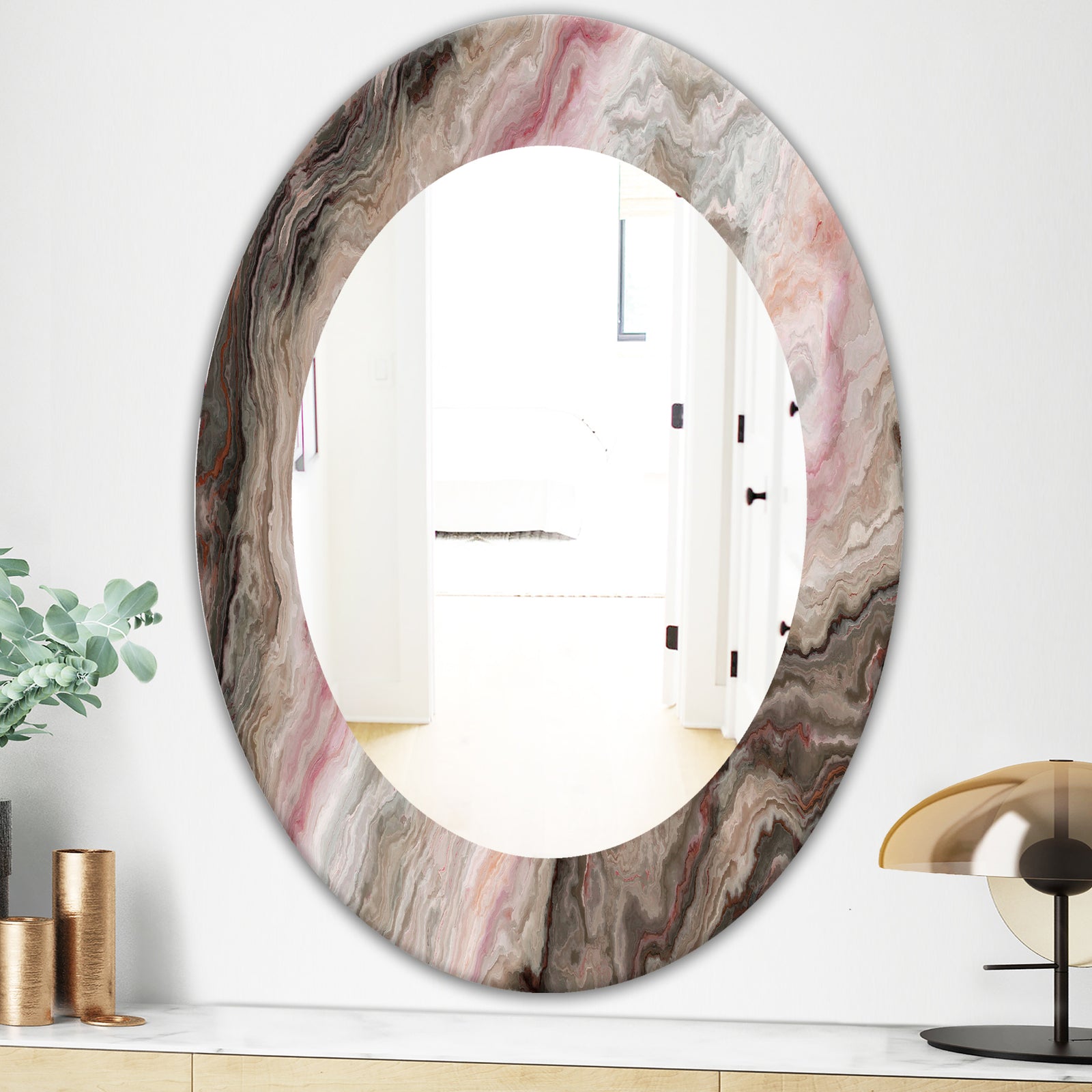 Marbled Geode 17 - Mid-Century Mirror - Oval or Round Wall Mirror