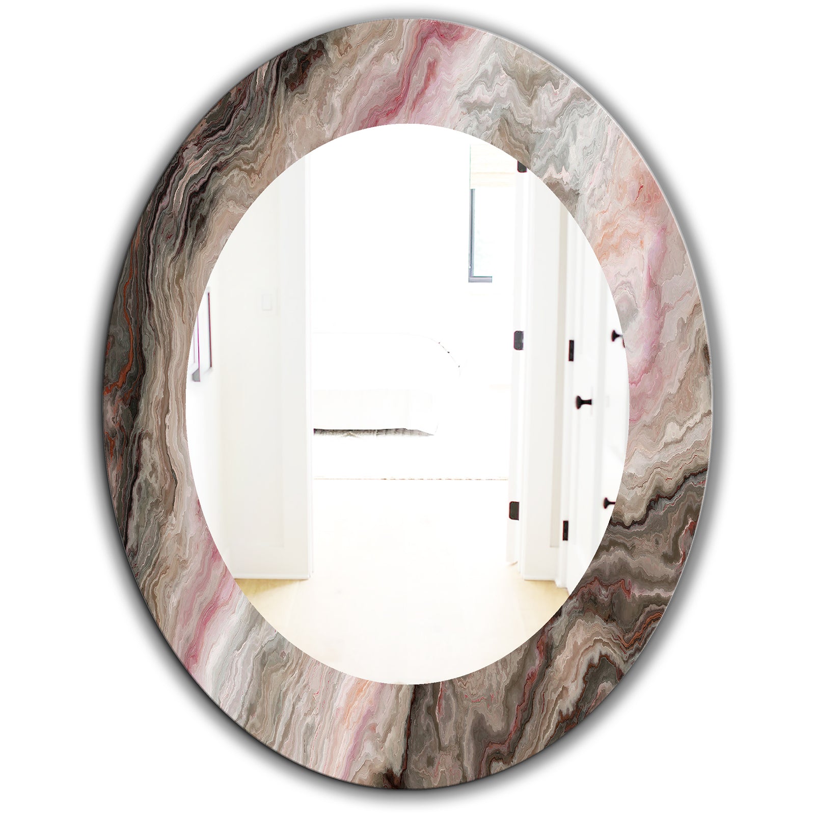 Marbled Geode 17 - Mid-Century Mirror - Oval or Round Wall Mirror