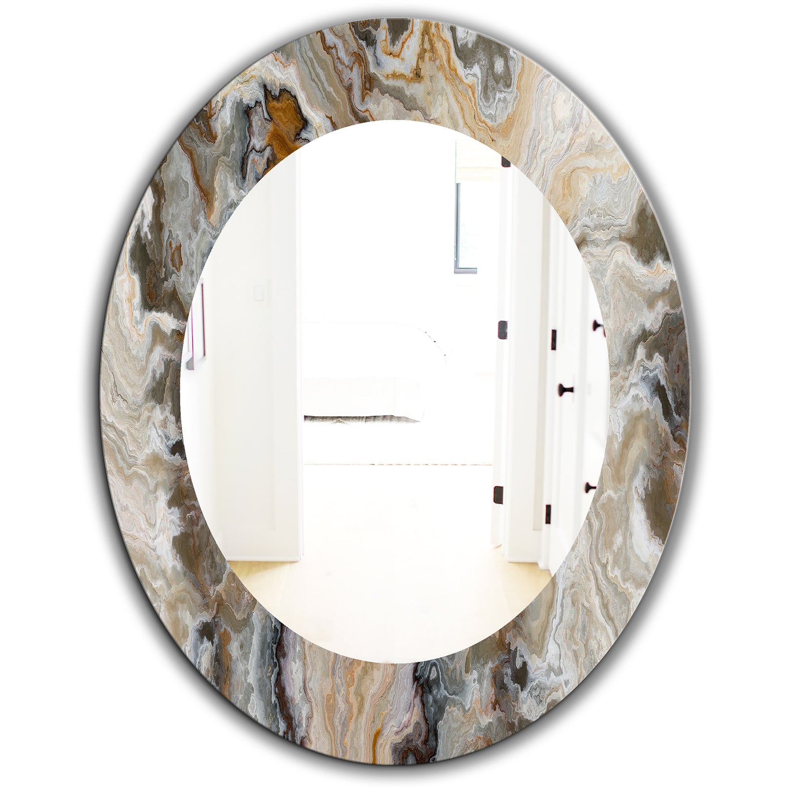 Onyx Detail Composition - Mid-Century Mirror - Oval or Round Wall Mirror