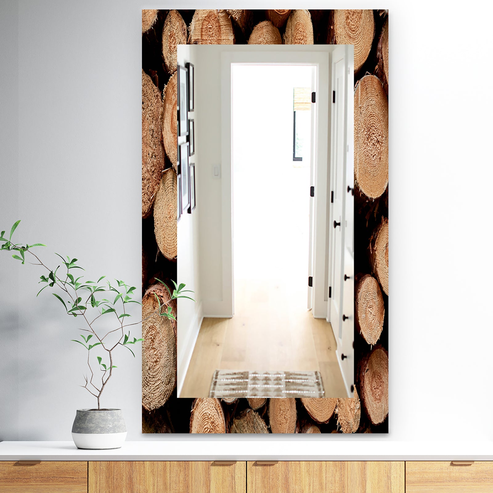 Concentric Circle Of Firewod - Traditional Mirror - Wall Mirror