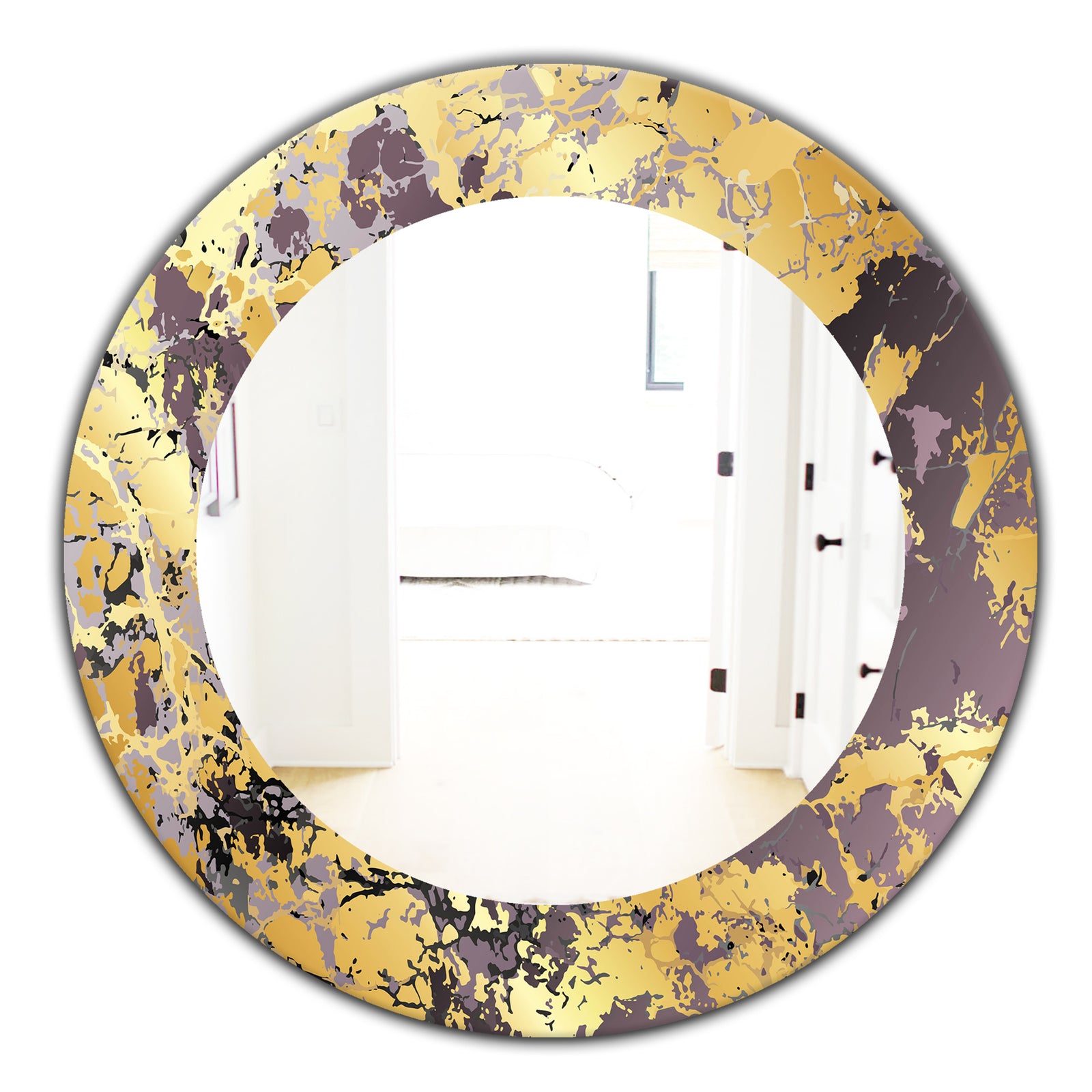 Marbled Marvelous 1 - Modern Vanity Mirror - Frameless Contemporary Oval or Round Wall Mirror