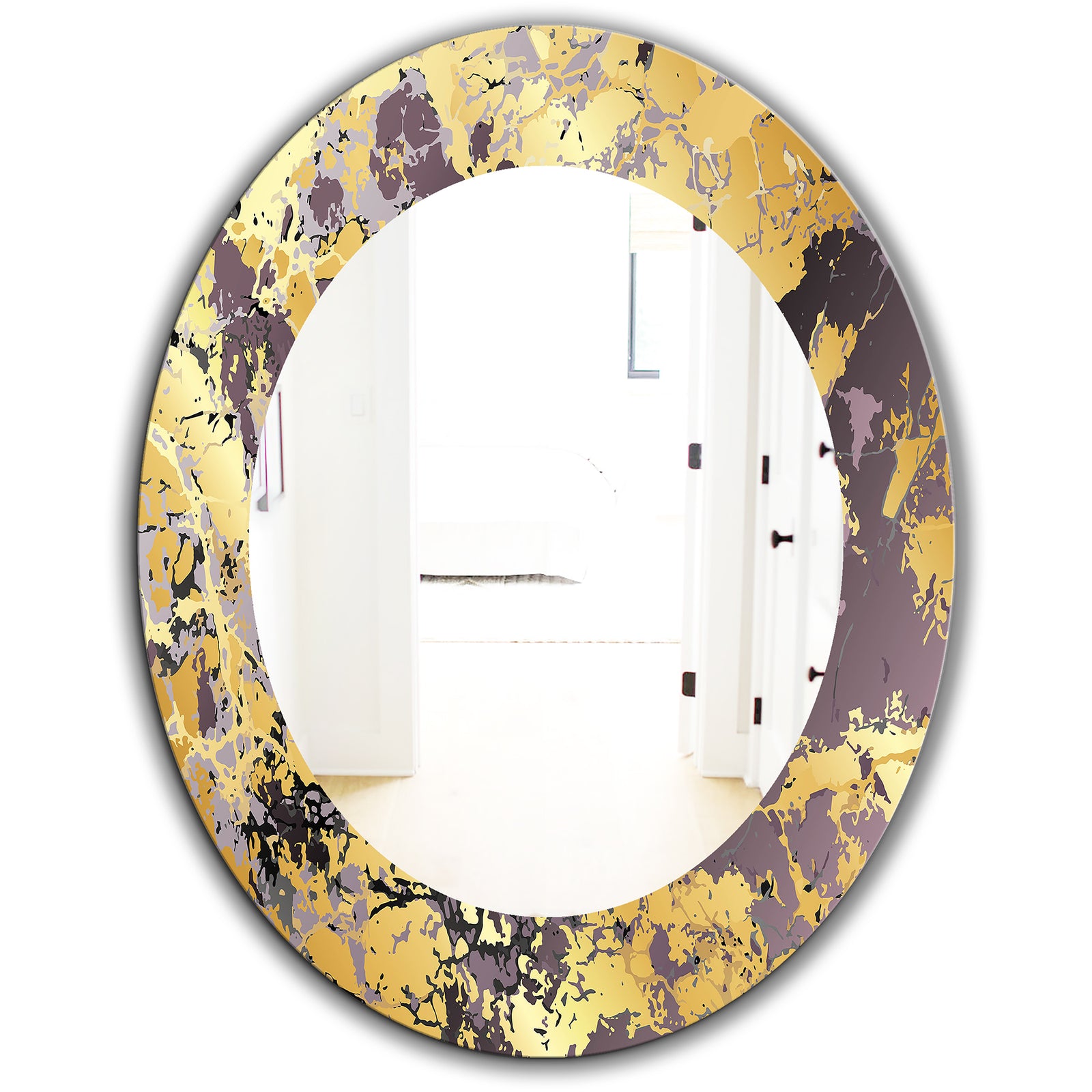 Marbled Marvelous 1 - Modern Vanity Mirror - Frameless Contemporary Oval or Round Wall Mirror