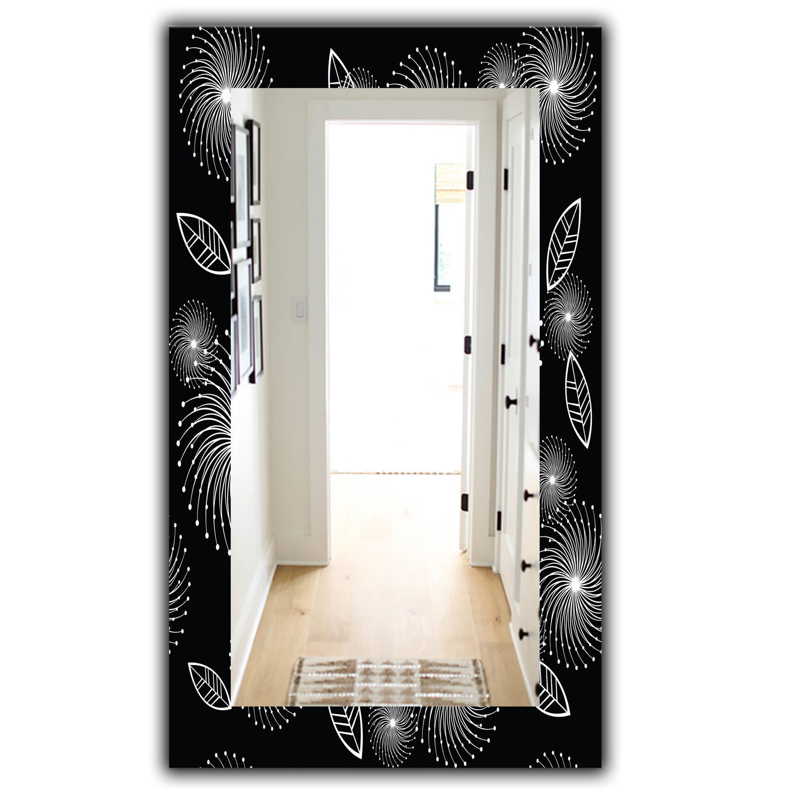 Retro Of Stylized Flowers - Traditional Mirror - Frameless Wall Mirror