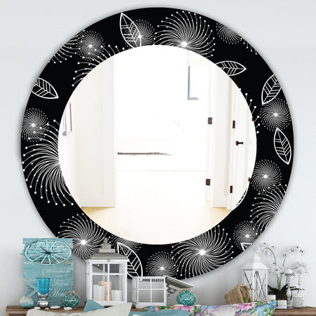 Retro Of Stylized Flowers - Traditional Mirror - Frameless Oval or Round Wall Mirror
