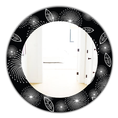Retro Of Stylized Flowers - Traditional Mirror - Frameless Oval or Round Wall Mirror
