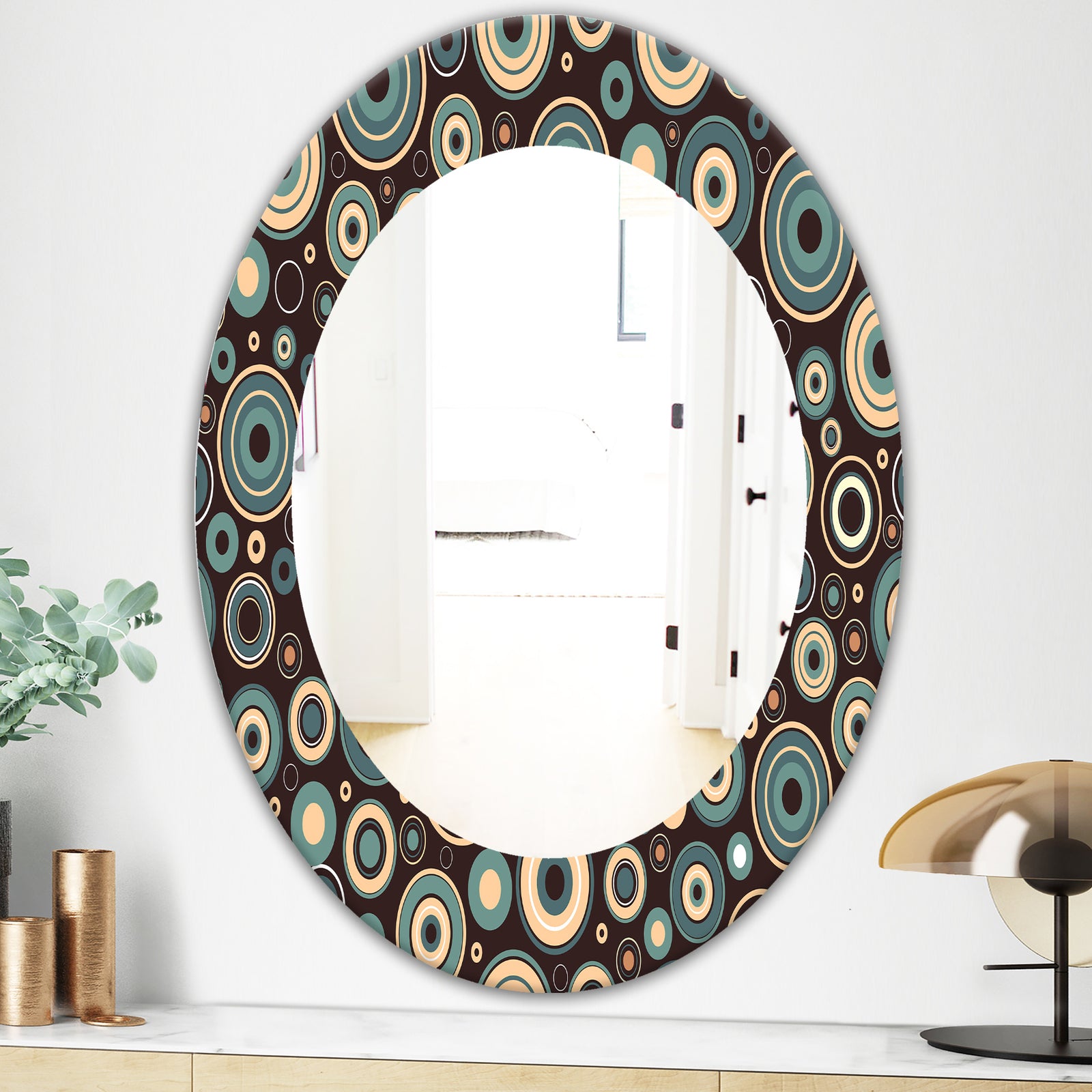Circular Dance 9 - Bohemian and Eclectic Mirror - Oval or Round Wall Mirror