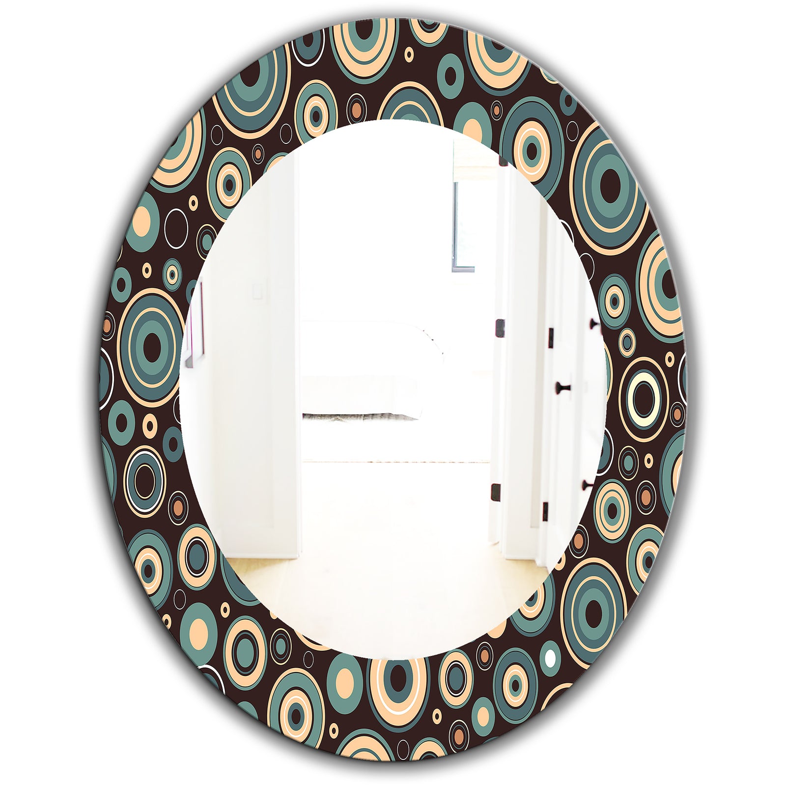 Circular Dance 9 - Bohemian and Eclectic Mirror - Oval or Round Wall Mirror