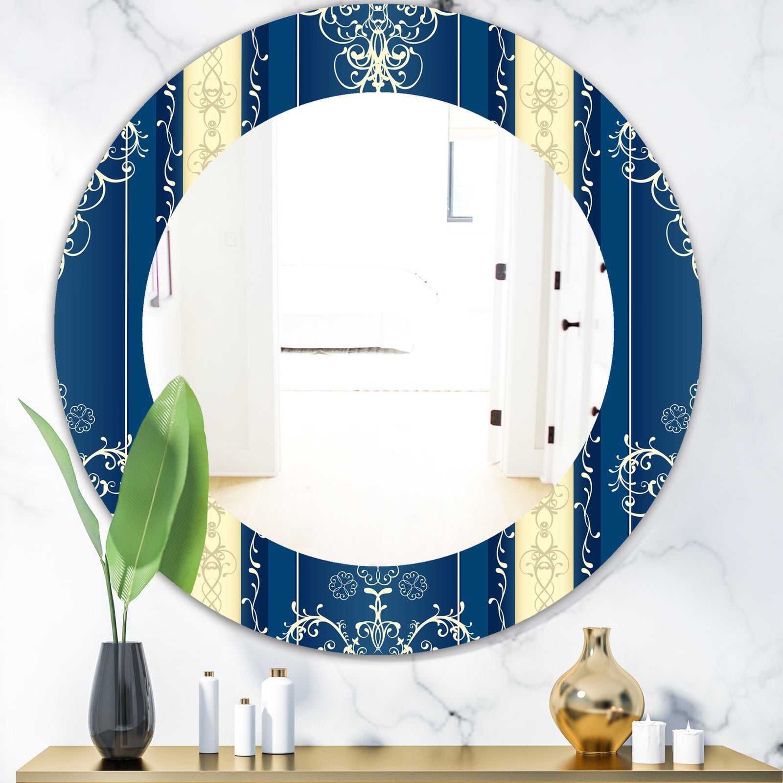 Luxury Lace Design - Mid-Century Mirror - Oval or Round Wall Mirror