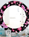 Porch & Den Dapplegrey Obsidian Black and Pink Floral and Butterfly Mirror