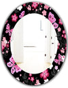 Porch & Den Dapplegrey Obsidian Black and Pink Floral and Butterfly Mirror