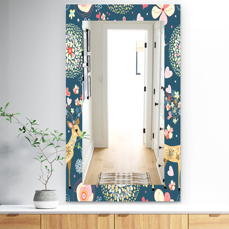 Deer With Flowers and Hearts Antlers - Traditional Mirror - Frameless Vanity Mirror
