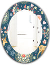 Deer With Flowers and Hearts Antlers - Traditional Mirror - Oval or Round Wall Mirror