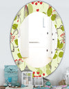 Small Bird and Lilies and Little Hearts - Traditional Mirror - Frameless Oval or Round Wall Mirror