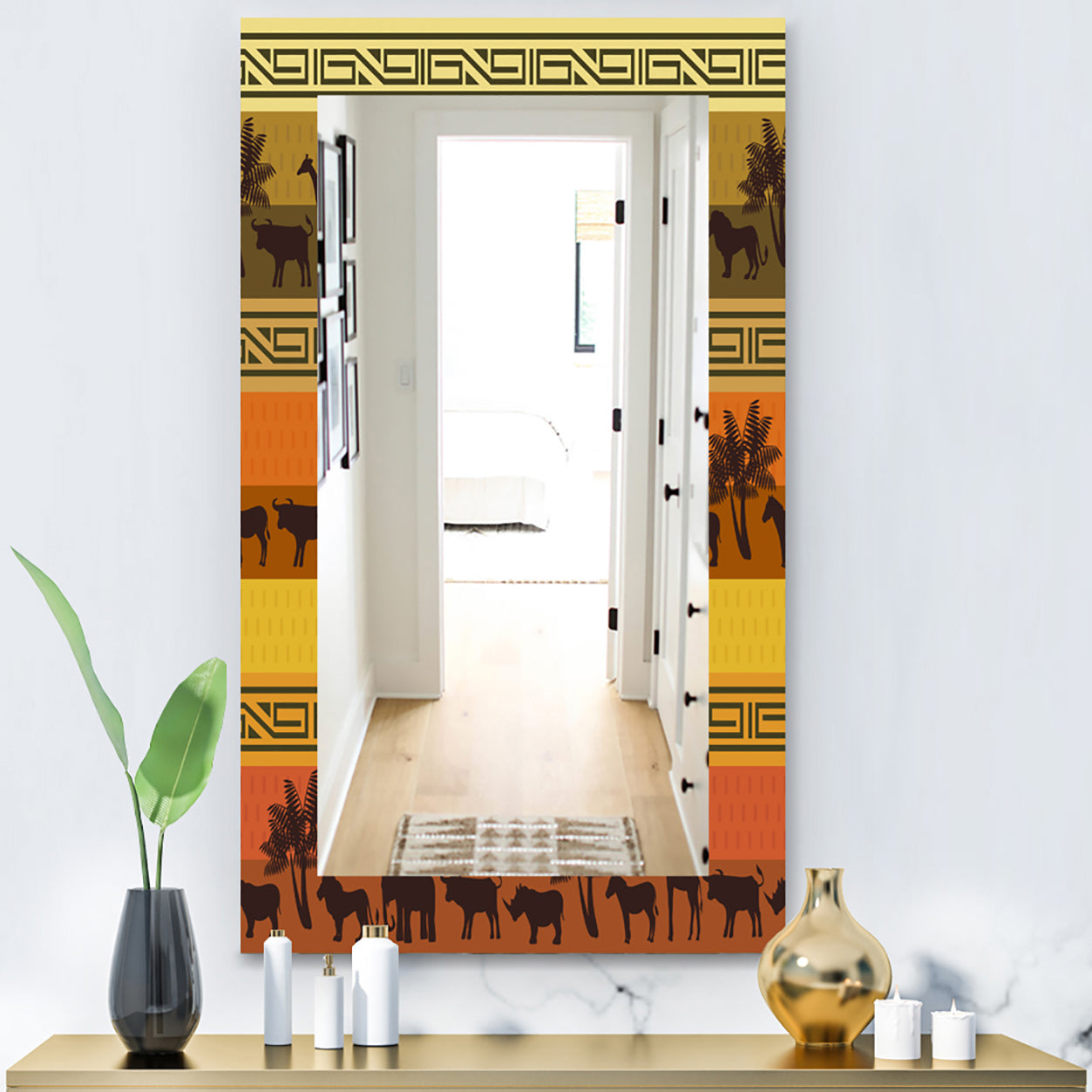 African Wildlife - Bohemian and Eclectic Mirror - Frameless Wall Mirror