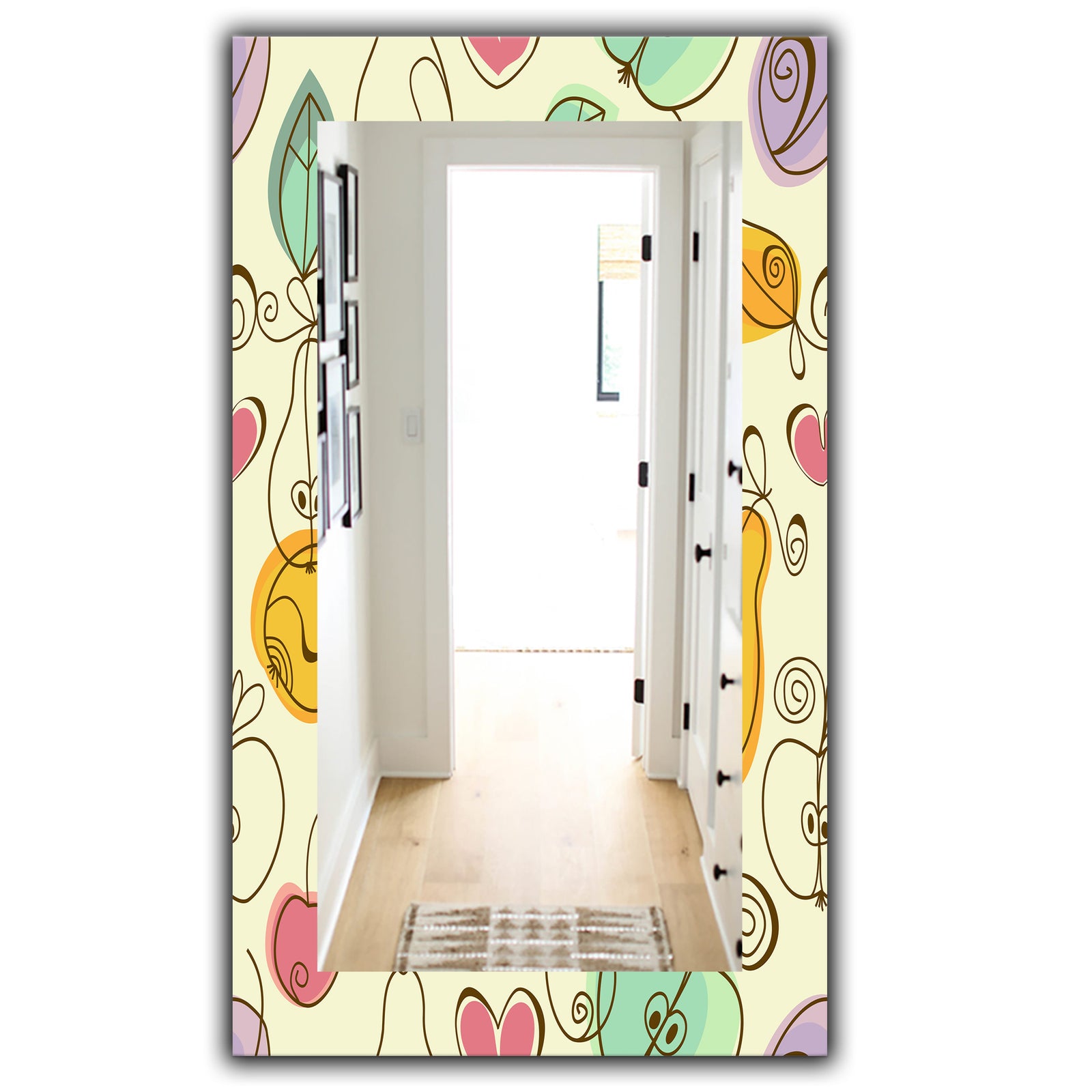 Apples Pears & Cherries - Bohemian & Eclectic Mirror - Modern Wall Mirror