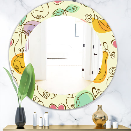 Apples Pears & Cherries - Bohemian & Eclectic Mirror - Oval or Round Wall Mirror