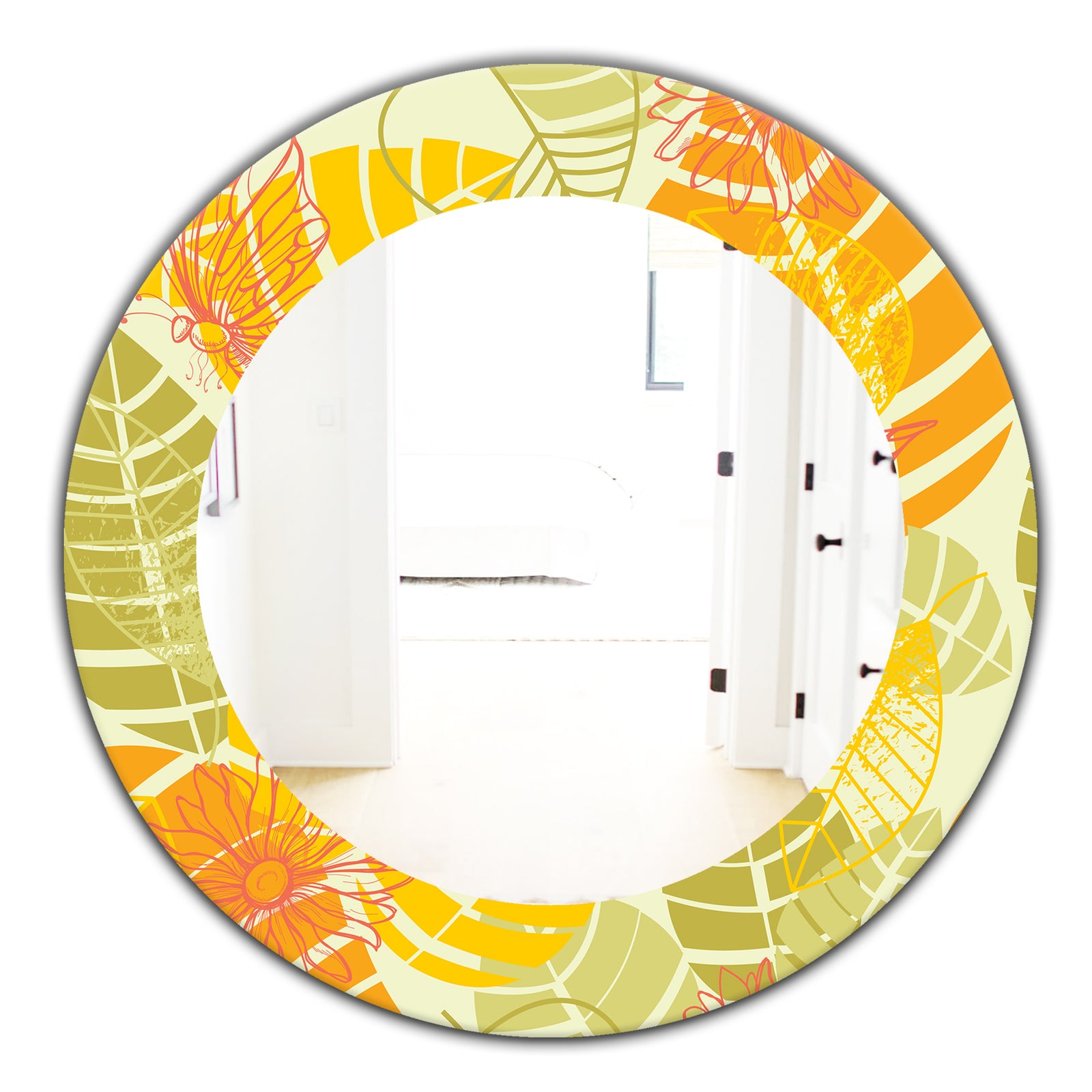 Yellow Moods 24 - Traditional Mirror - Oval or Round Wall Mirror