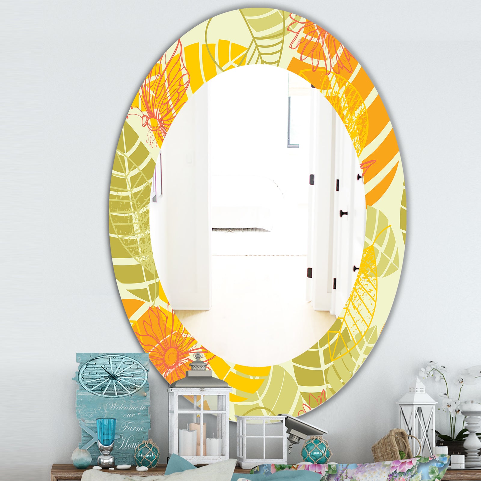 Yellow Moods 24 - Traditional Mirror - Oval or Round Wall Mirror