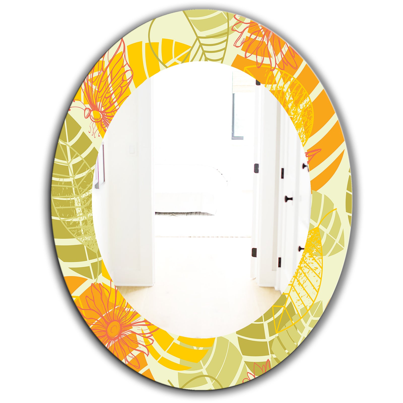 Yellow Moods 24 - Traditional Mirror - Oval or Round Wall Mirror