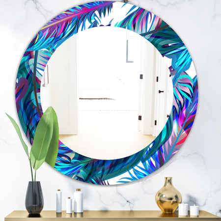 Tropical Mood Blue 9 - Bohemian and Eclectic Mirror - Oval or Round Wall Mirror