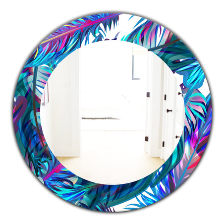 Tropical Mood Blue 9 - Bohemian and Eclectic Mirror - Oval or Round Wall Mirror