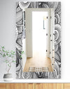 Geometric Leaves In Black and White - Traditional Mirror - Vanity Mirror