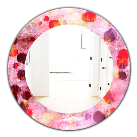 Pink Spheres 8 - Modern Mirror - Frameless Oval or Round Wall Mirror