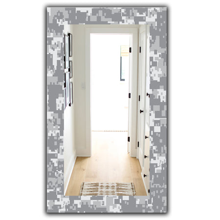 Grey Pixelation - Mid-Century Mirror - Wall Mirror