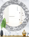 Grey Pixelation - Mid-Century Mirror - Oval or Round Wall Mirror
