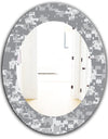Grey Pixelation - Mid-Century Mirror - Oval or Round Wall Mirror