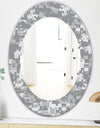 Grey Pixelation - Mid-Century Mirror - Oval or Round Wall Mirror