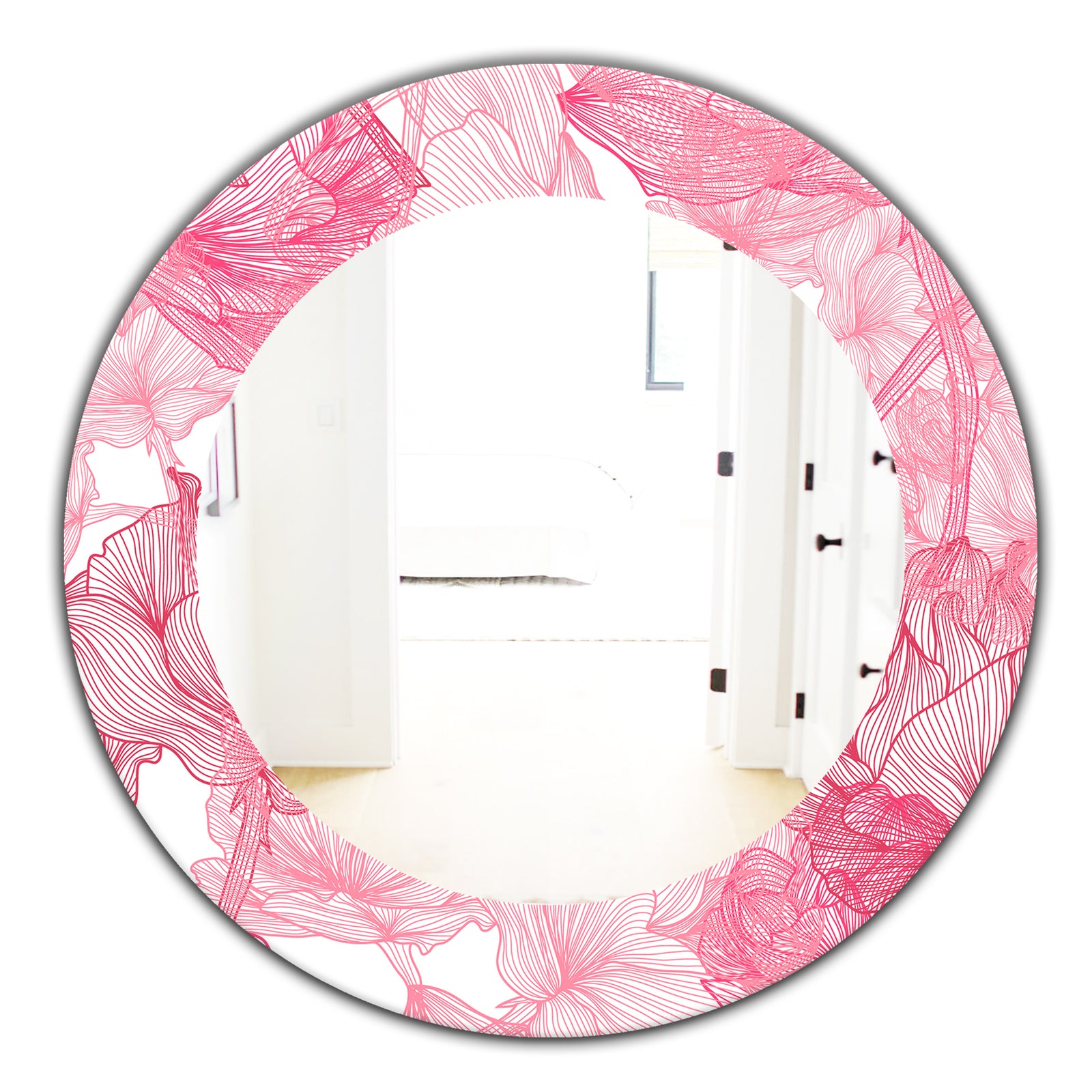 Pink Spheres 9 - Traditional Mirror - Frameless Oval or Round Wall Mirror