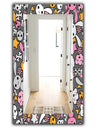 Little Rabbit KawaII With Pink Flowers - Traditional Mirror - Wall Mirror