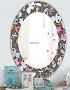 Little Rabbit KawaII With Pink Flowers - Traditional Mirror - Oval or Round Wall Mirror