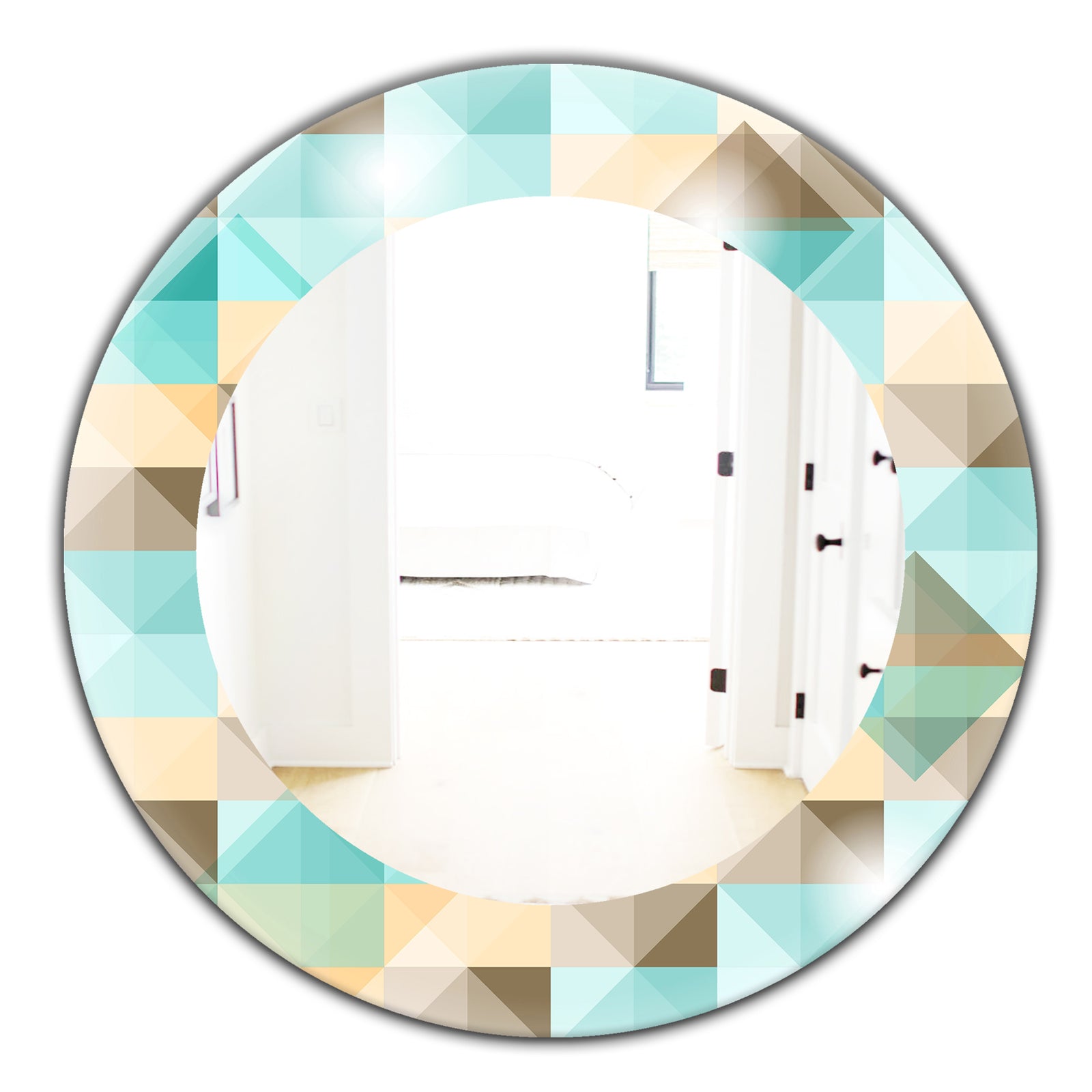 Triangular Colourfields 26 - Mid-Century Mirror - Oval or Round Wall Mirror