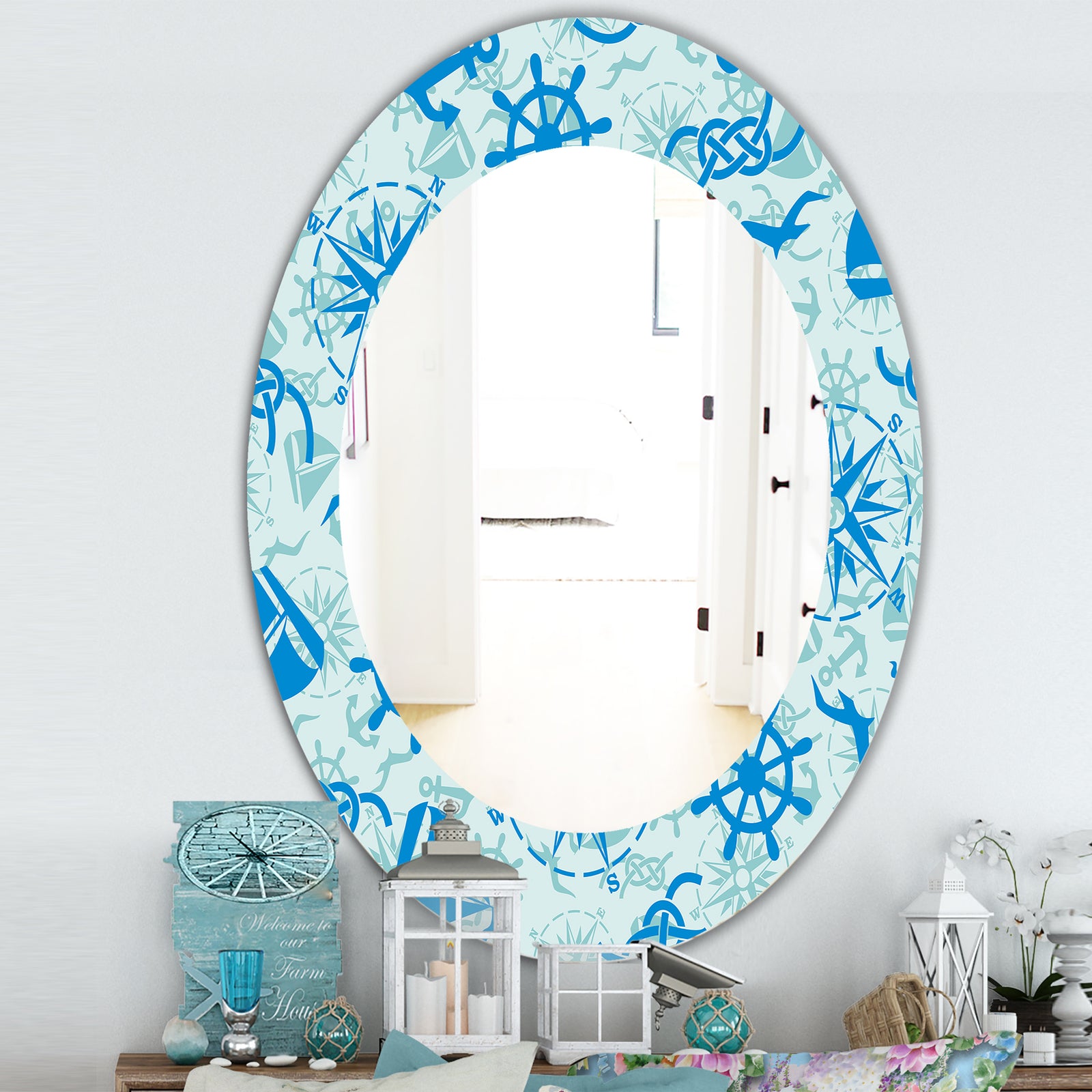Costal Creatures 16 - Traditional Mirror - Oval or Round Wall Mirror