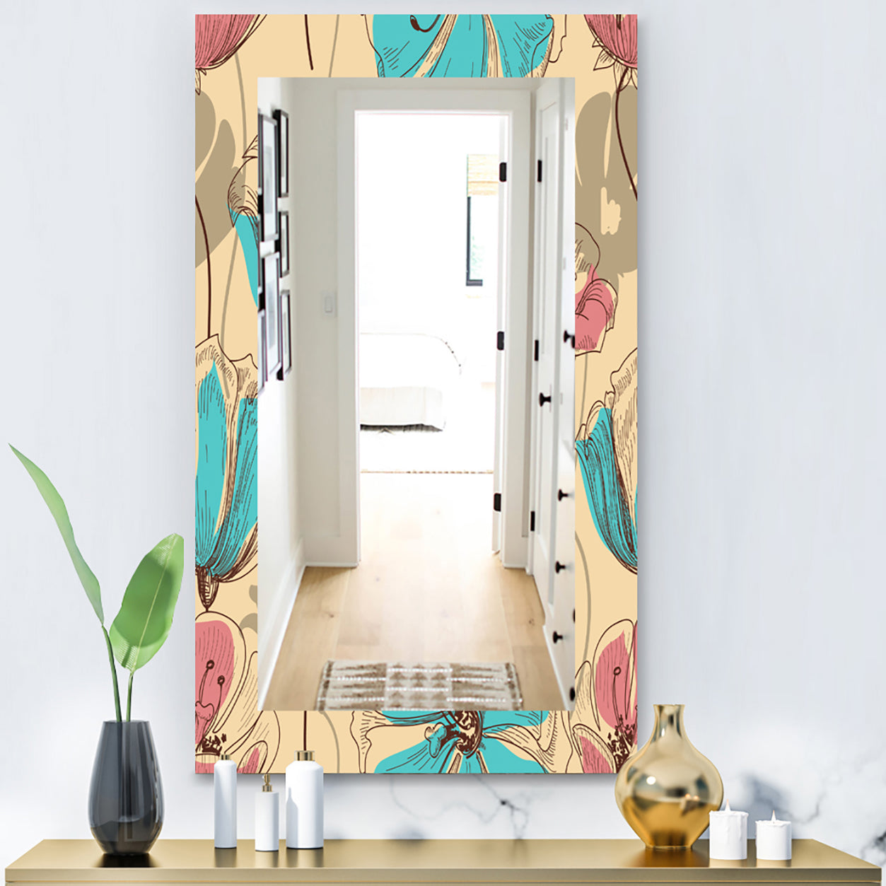 Pink Blossom 27 - Bohemian and Eclectic Mirror - Vanity Mirror