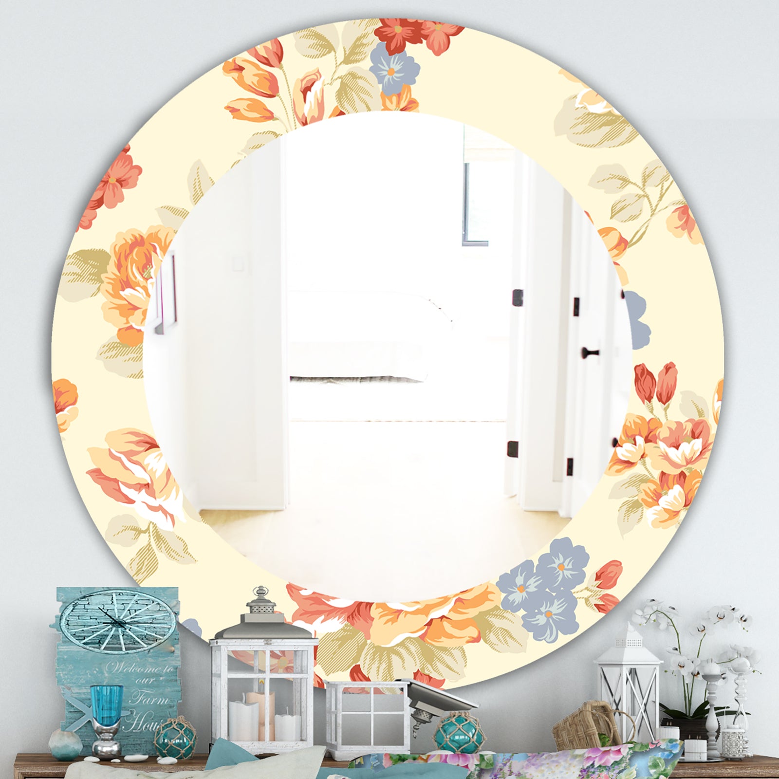 Pink Blossom 28 - Traditional Mirror - Oval or Round Wall Mirror
