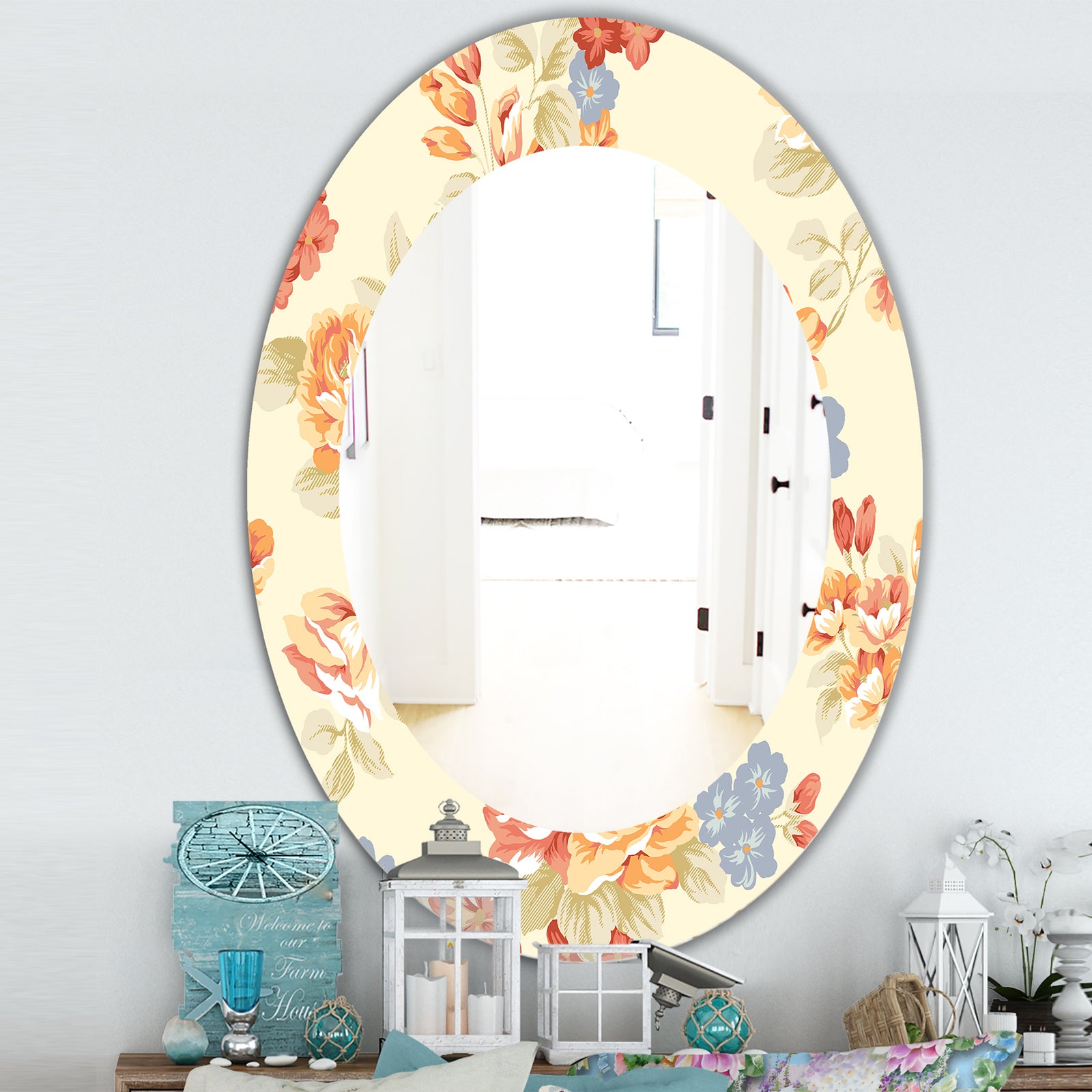 Pink Blossom 28 - Traditional Mirror - Oval or Round Wall Mirror