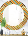 Retro Square Waves - Bohemian and Eclectic Mirror - Frameless Oval or Round Wall Mirror