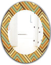 Retro Square Waves - Bohemian and Eclectic Mirror - Frameless Oval or Round Wall Mirror