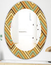 Retro Square Waves - Bohemian and Eclectic Mirror - Frameless Oval or Round Wall Mirror