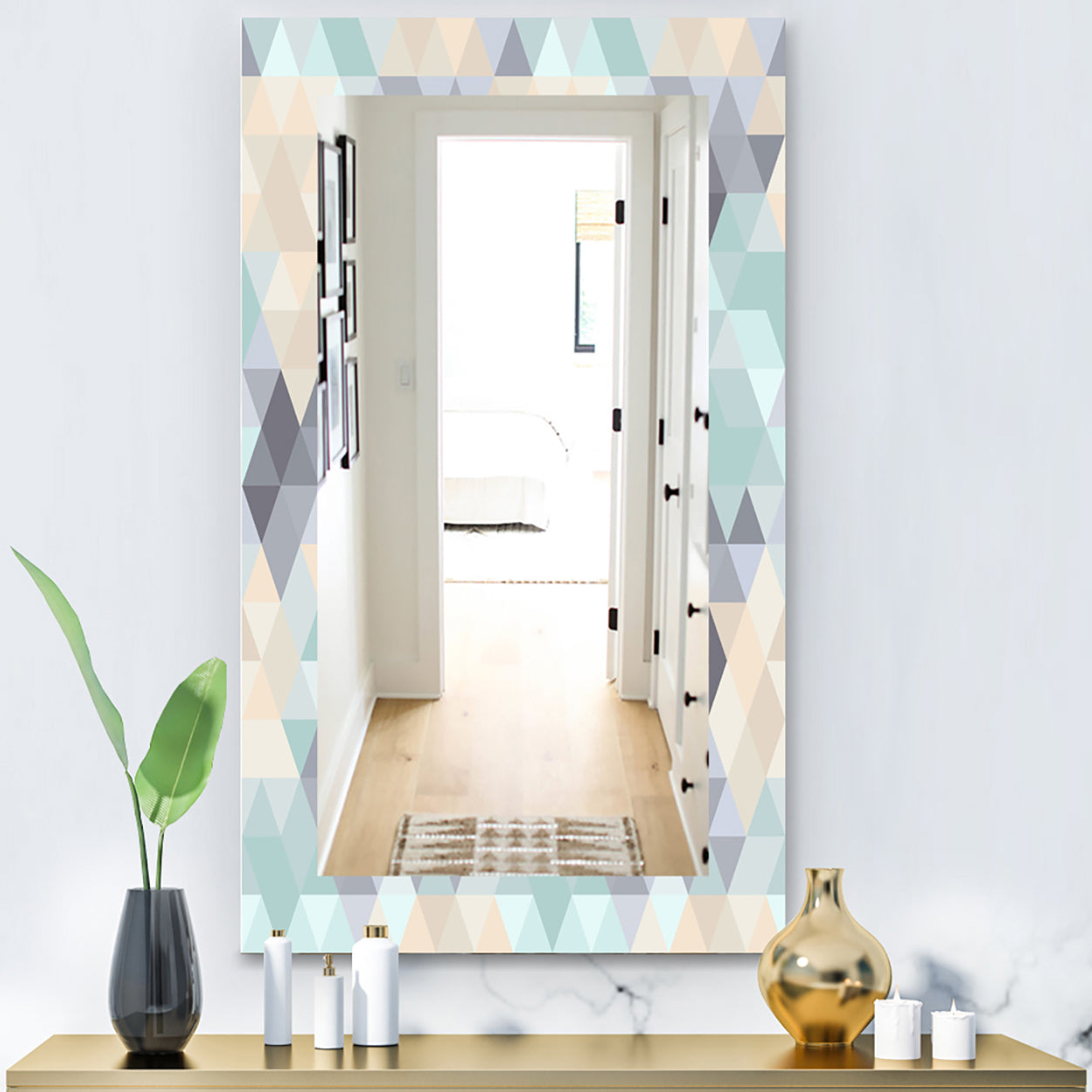 Triangular Colourfields 28 - Modern Mirror - Frameless Wall Mirror