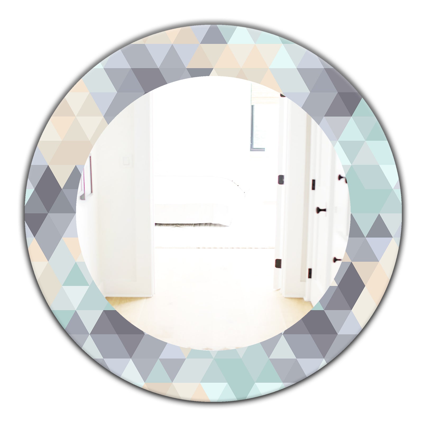 Triangular Colourfields 28 - Modern Mirror - Oval or Round Wall Mirror