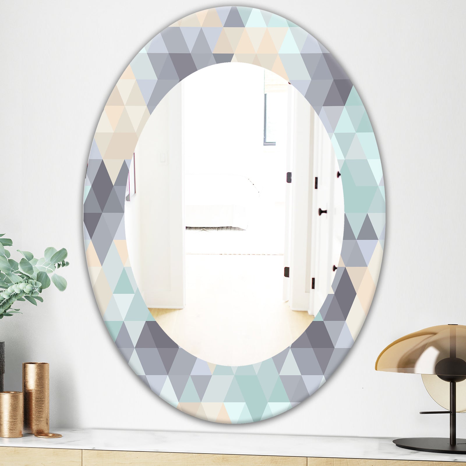 Triangular Colourfields 28 - Modern Mirror - Oval or Round Wall Mirror