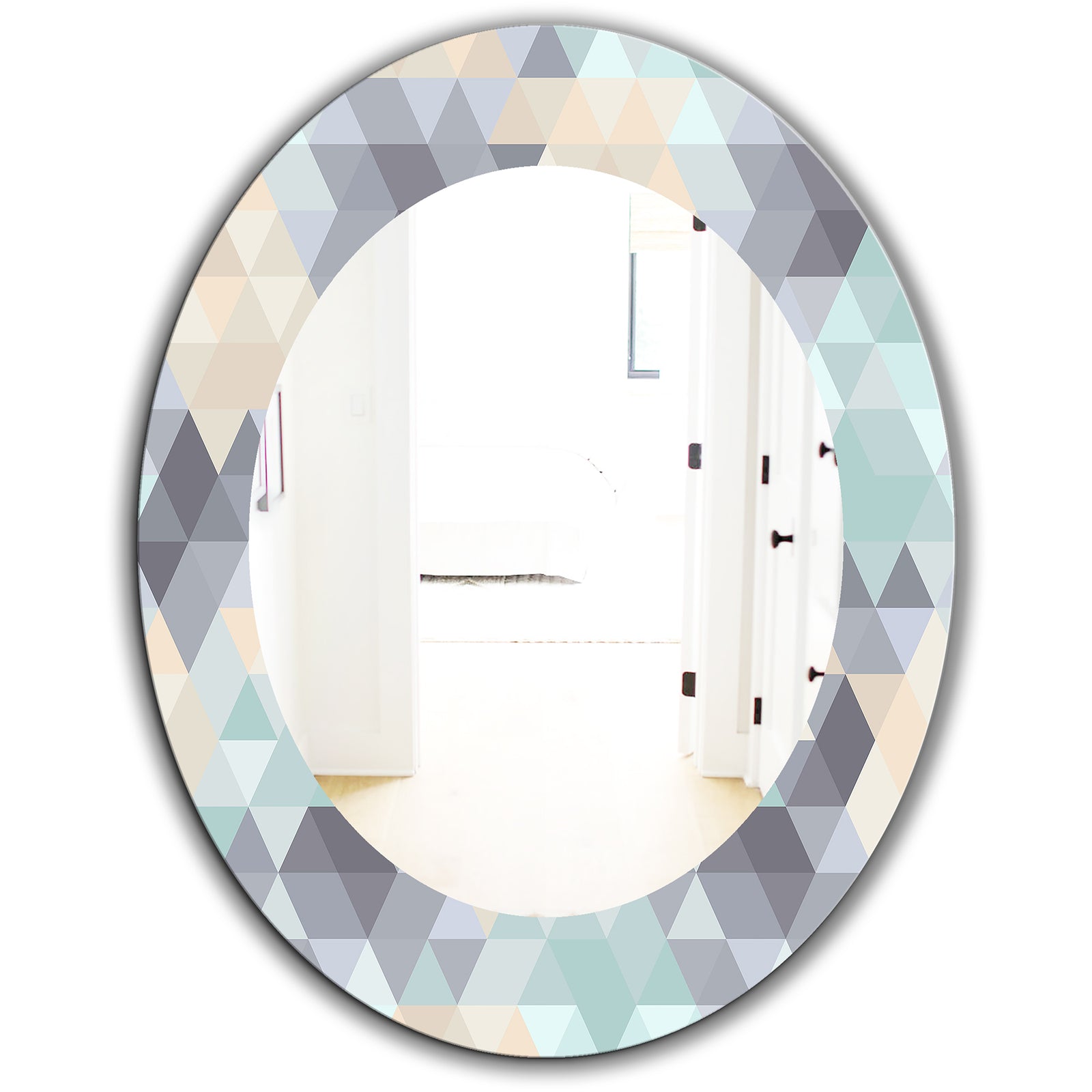 Triangular Colourfields 28 - Modern Mirror - Oval or Round Wall Mirror