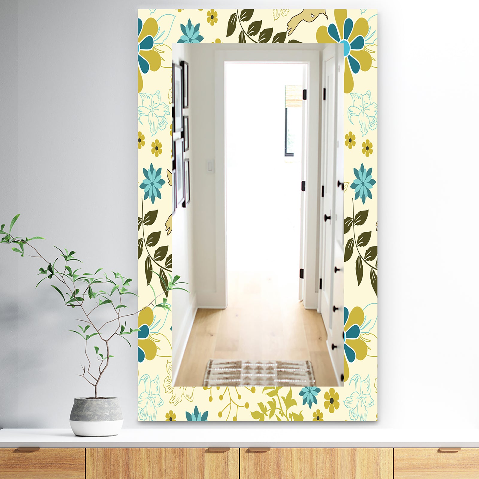 Vintage Flowers 7 - Traditional Mirror - Frameless Vanity Mirror